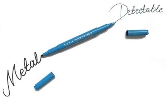 CaluDetect markeerstift en fijnschrijver detecteerbaar blauw met zwarte inkt