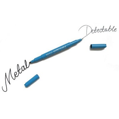 CaluDetect markeerstift en fijnschrijver detecteerbaar blauw met zwarte inkt