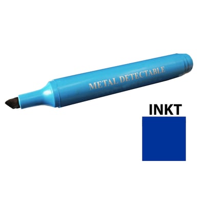 CaluDetect beitelvormige punt markeerstift detecteerbaar blauw met blauwe inkt