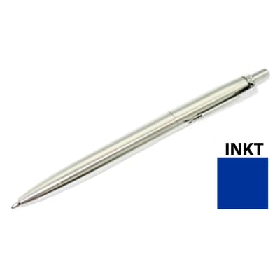 CaluDetect klik pen metaal detecteerbaar met clip grijs met blauwe inkt