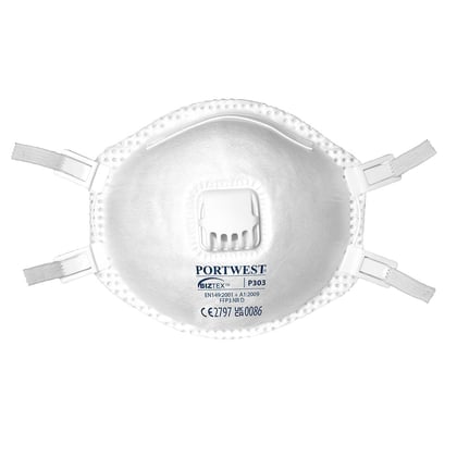 Portwest FFP3 Dolomite masker met ventiel wit 10st