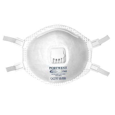 Portwest FFP3 Dolomite masker met ventiel wit 10st 