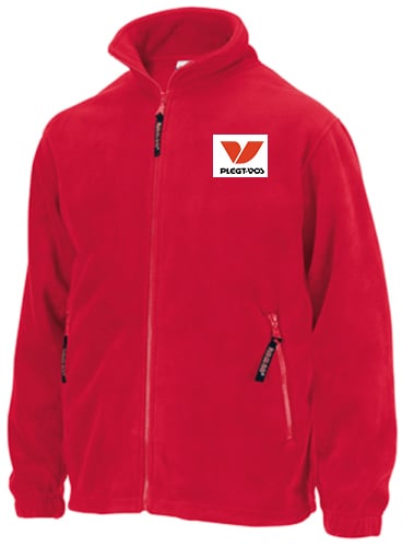 Fleece vest rood + embleem Plegt-Vos