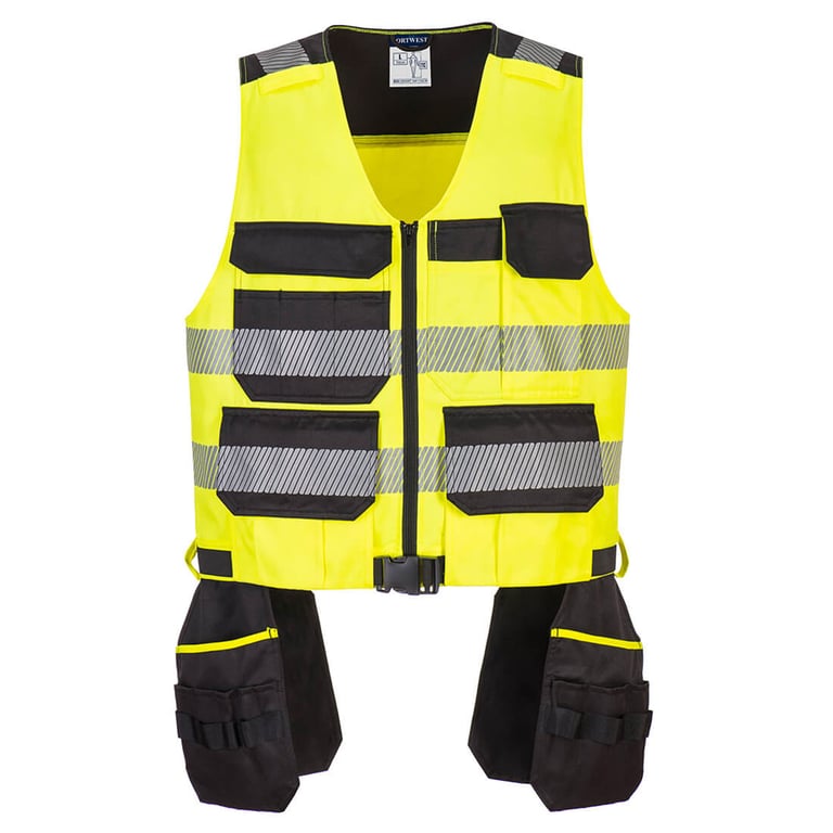 Gereedschapsvest PW3 klasse 1 geel/zwart