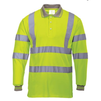 Portwest Hi-Vis poloshirt met lange mouw 100% polyester geel maat S