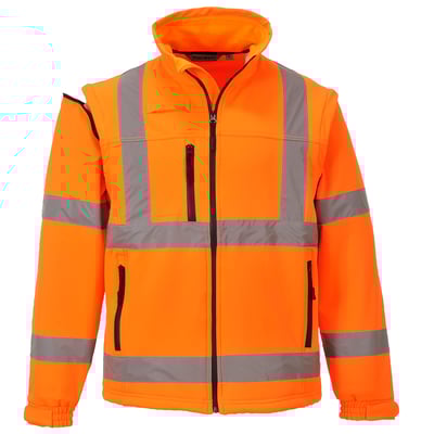 Portwest Hi-Vis softshell jack met afritsbare mouwen oranje maat S