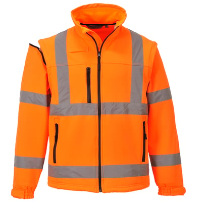 Portwest Hi-Vis softshell jack met afritsbare mouwen oranje maat S