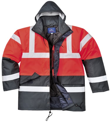 Portwest Hi-Vis verkeersjack rood/marine 100% polyester maat S