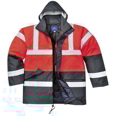 Portwest Hi-Vis verkeersjack rood/marine 100% polyester maat S