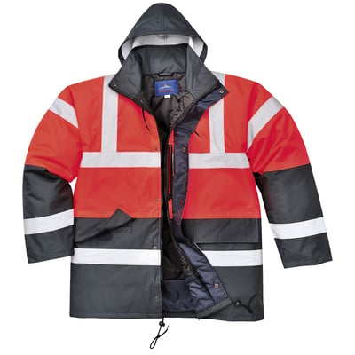 Portwest Hi-Vis verkeersjack rood/marine 100% polyester maat S