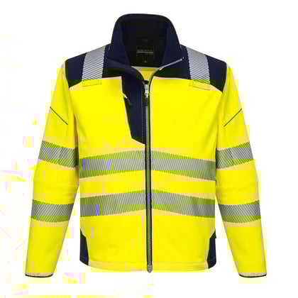 Portwest PW3 Hi-Vis softshell jack geel/marine maat XS