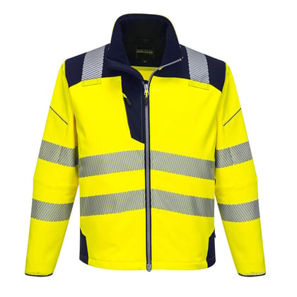 Portwest PW3 Hi-Vis softshell jack geel/marine maat XS