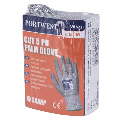 Portwest handschoen snijbestendig met PU handpalm grijs maat XS