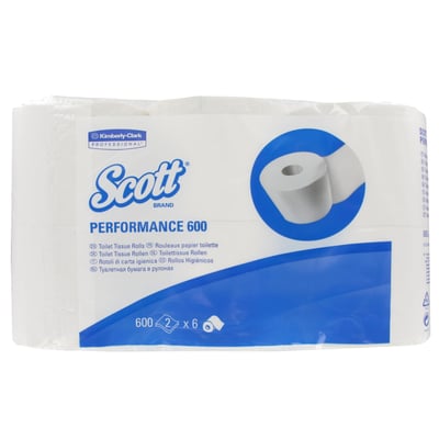 Scott® 600 toilettissue rollen 2-lgs 600v 6x6rol