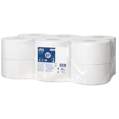 Tork mini jumbo toiletpapier 1 laags 12x240mtr wit voor T2 systeem