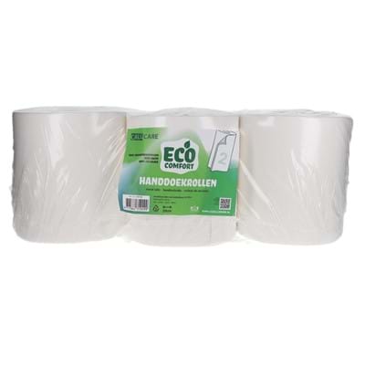 CaluCare ECO Comfort handdoekrol 2-lgs  100% cellulose 6 rollen 20cm x 140mtr