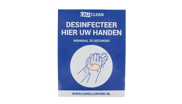 CaluClean sticker "Desinfecteer hier uw handen" 