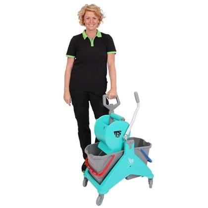 CALU TTS Turijn dubbele dweilemmer met vlakmop-pers 2x15ltr