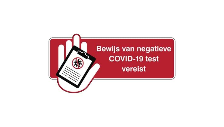 Brady sticker "Bewijs van negatieve COVID-19 test vereist" 300x100mm