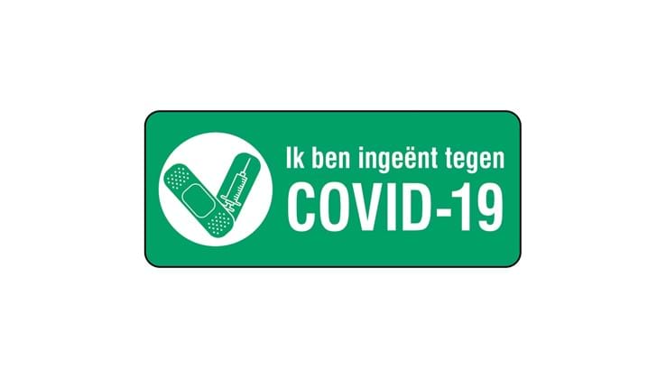 Brady sticker "ik ben ingeënt tegen COVID-19" gelamineerd polyester 60x25mm 140st