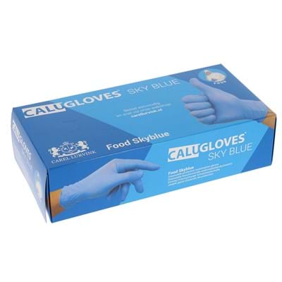 CaluGloves Food Safe Skyblue nitrile disposable handschoenen maat S 100st