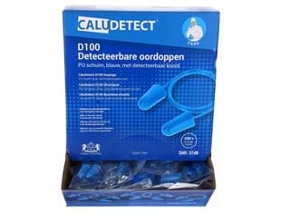 CaluDetect D100 detecteerbare oordoppen PU schuim  blauw detecteerbaar koord per paar verpakt 