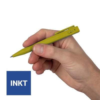 CaluDetect standaard pen detecteerbaar geel met clip en blauwe inkt